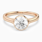 Round Medium Tapered Bezel Solitaire in 14K Rose Gold main white