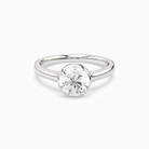 Round Medium Tapered Bezel Solitaire in 14K White Gold main white