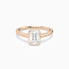 Emerald Slim Tapered Bezel Solitaire in 14K Rose Gold main white