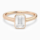 Emerald Slim Tapered Bezel Solitaire in 14K Rose Gold main white