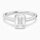 Emerald Slim Tapered Bezel Solitaire in 14K White Gold main white