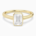 Emerald Slim Tapered Bezel Solitaire in 14K Yellow Gold main white