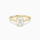 Emerald Slim Tapered Bezel Solitaire in 18K Yellow Gold main white