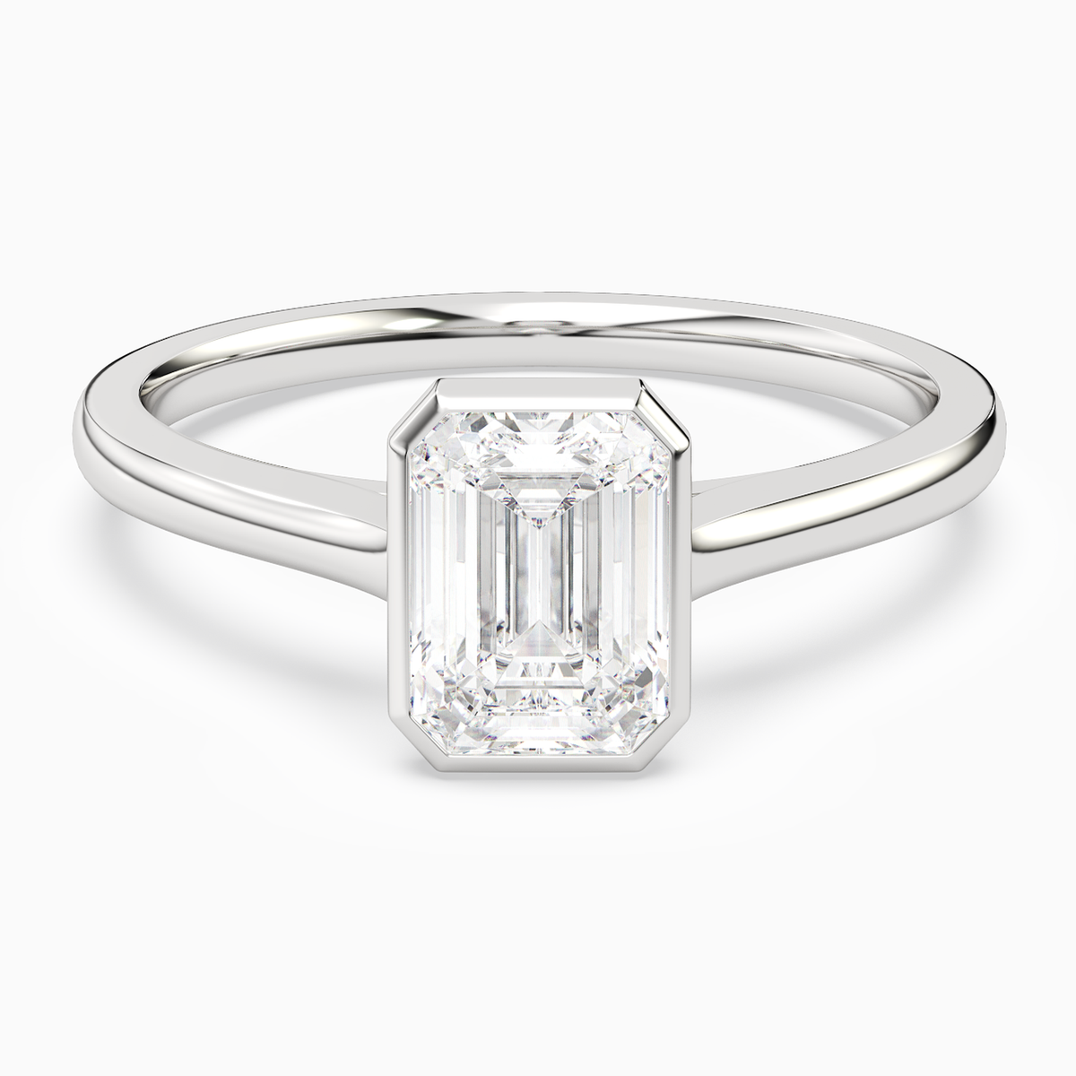 Emerald Slim Tapered Bezel Solitaire in Platinum main white