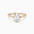 Oval Slim Tapered Bezel Solitaire in 14K Rose Gold main white