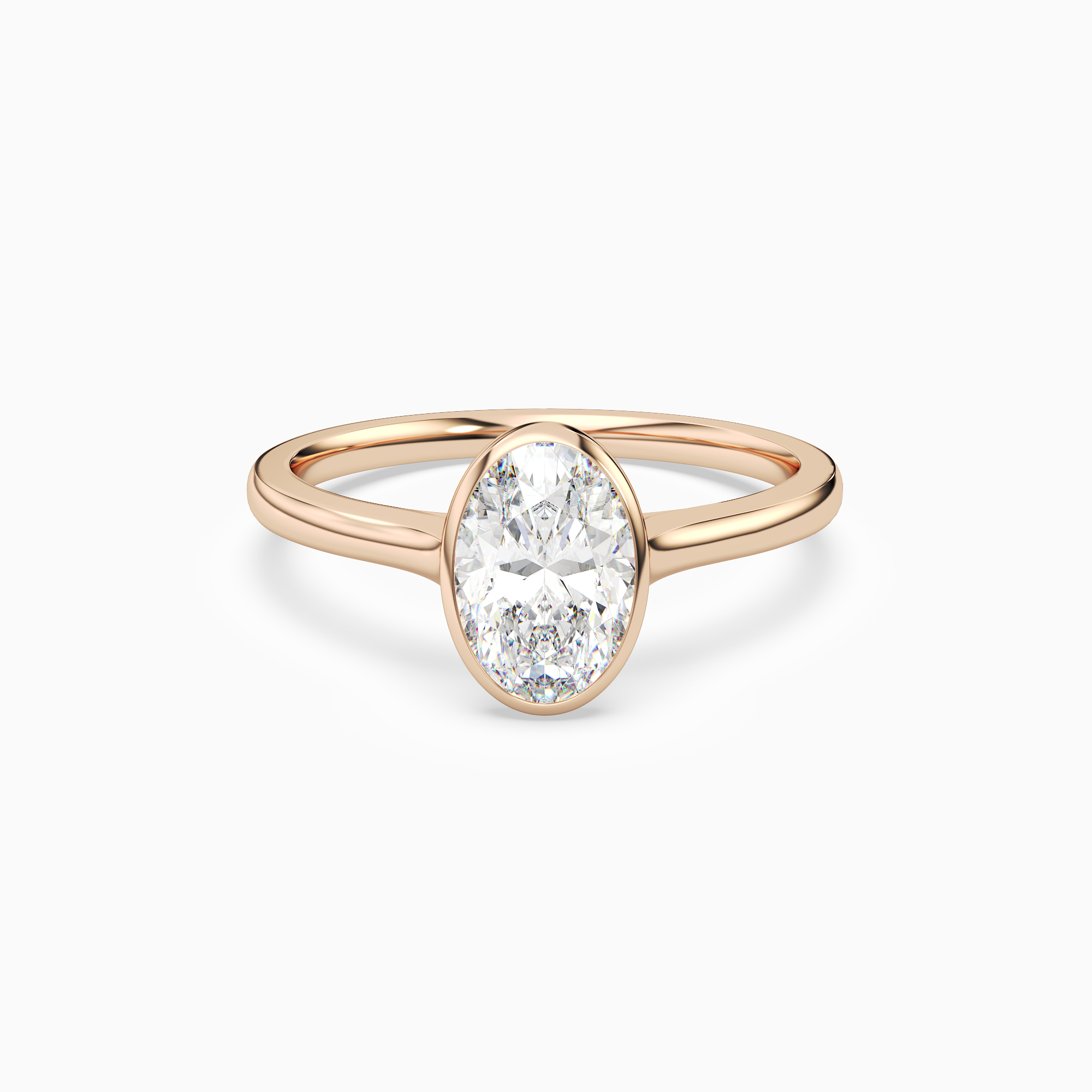 Oval Slim Tapered Bezel Solitaire in 14K Rose Gold main white