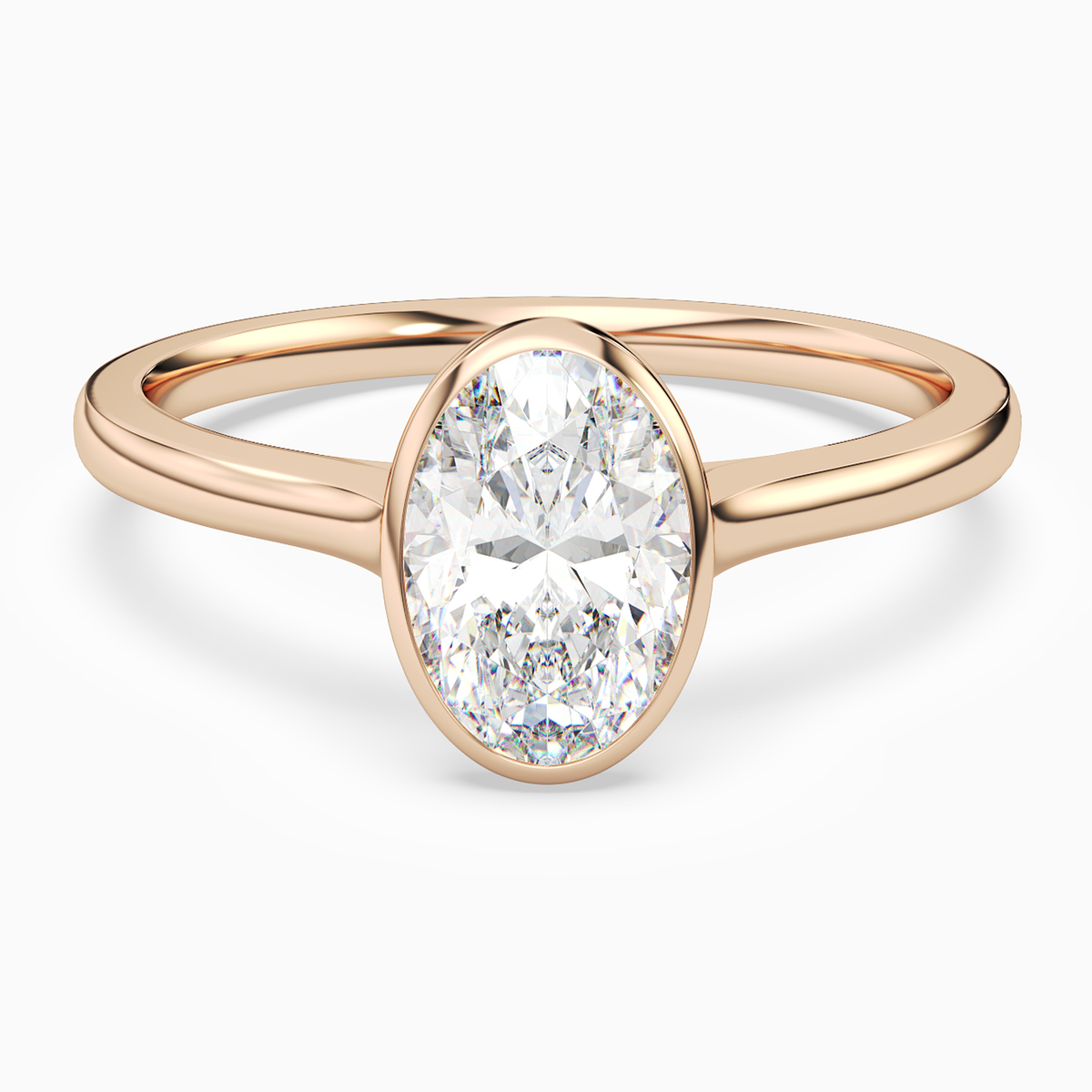 Oval Slim Tapered Bezel Solitaire in 14K Rose Gold main white