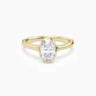 Oval Slim Tapered Bezel Solitaire in 14K Yellow Gold main white