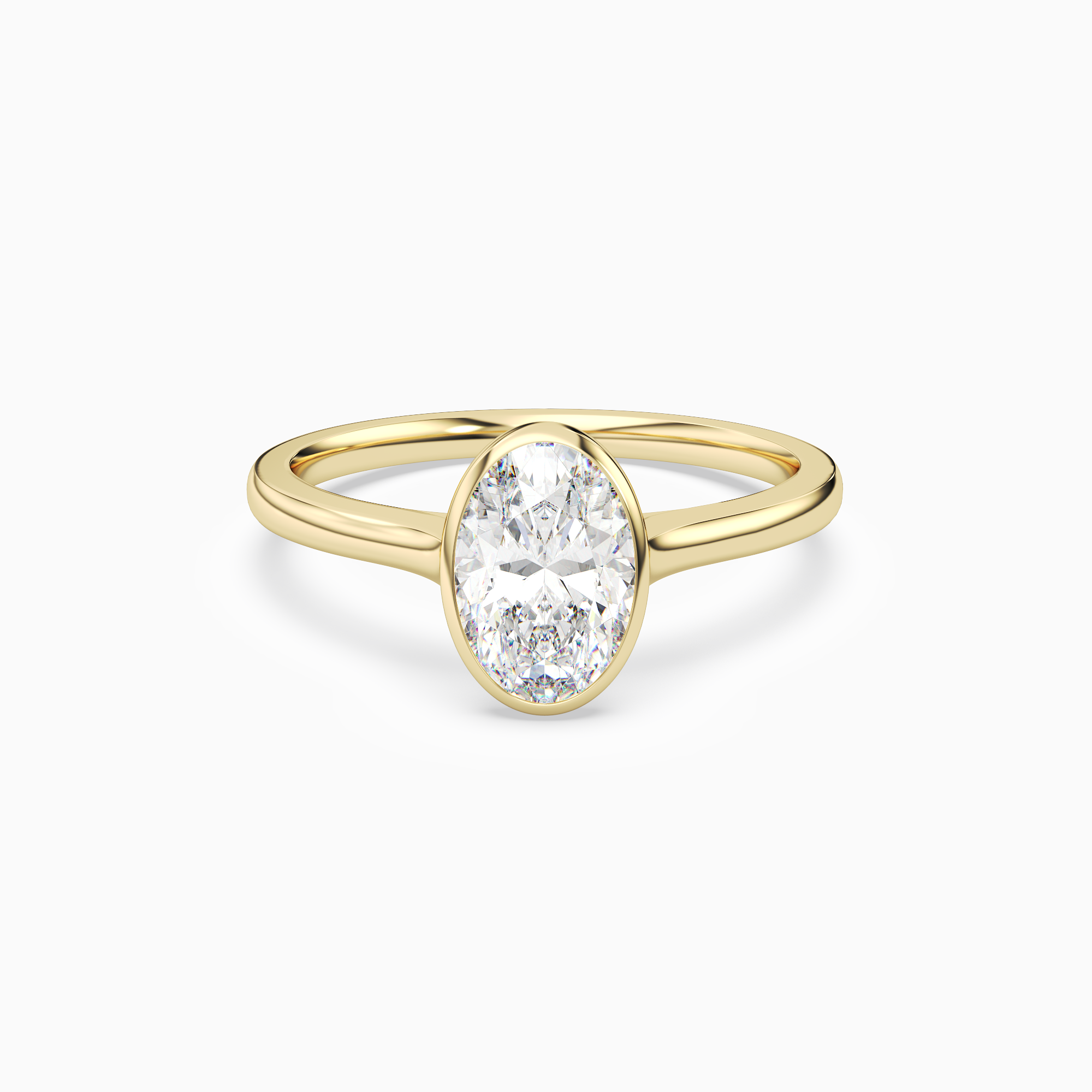 Oval Slim Tapered Bezel Solitaire in 14K Yellow Gold main white