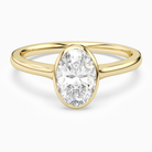 Oval Slim Tapered Bezel Solitaire in 14K Yellow Gold main white