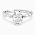 Oval Slim Tapered Bezel Solitaire in Platinum main white