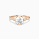 Round Slim Tapered Bezel Solitaire in 14K Rose Gold main white