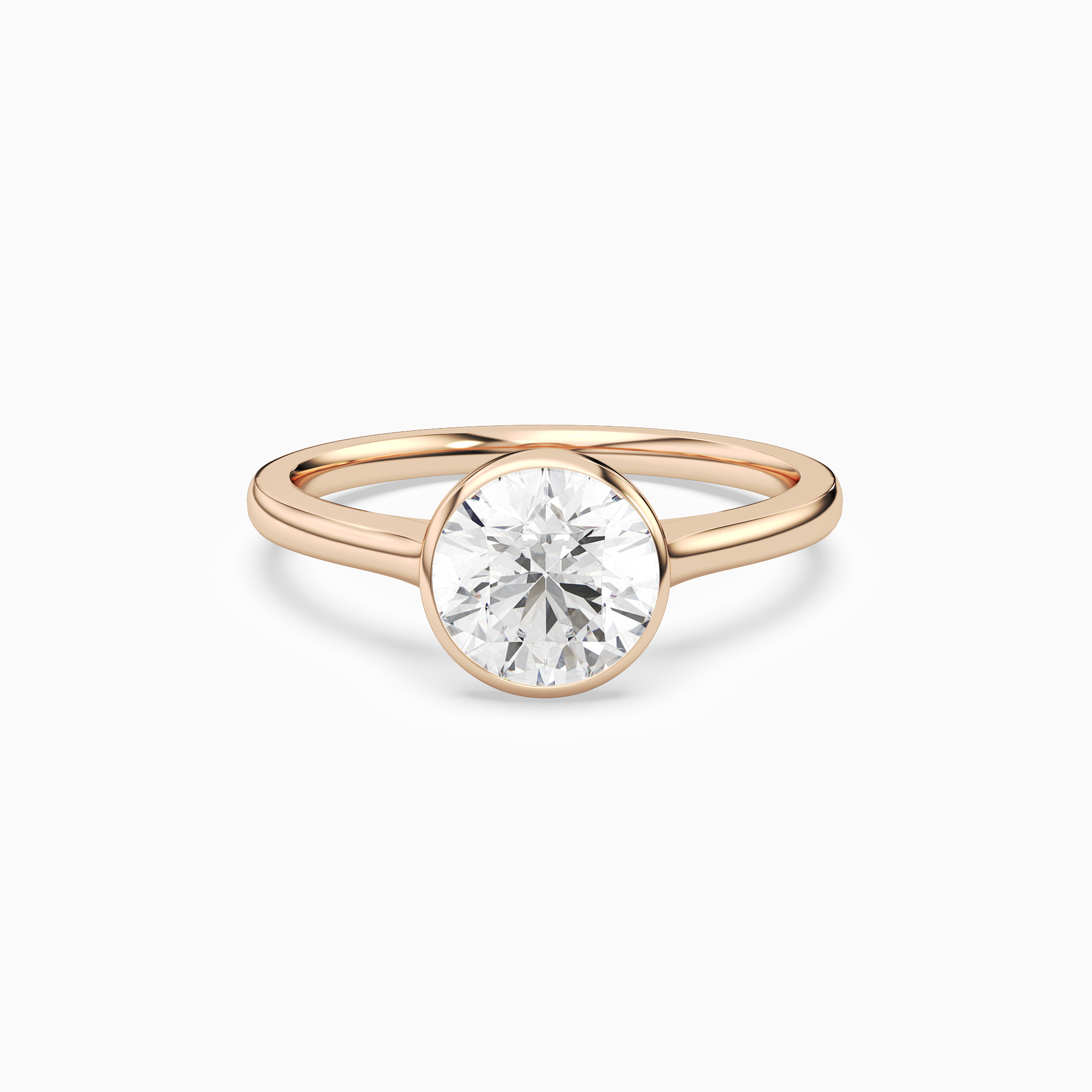 Round Slim Tapered Bezel Solitaire in 14K Rose Gold main white