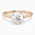 Round Slim Tapered Bezel Solitaire in 14K Rose Gold main white