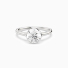 Round Slim Tapered Bezel Solitaire in 14K White Gold main white