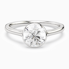 Round Slim Tapered Bezel Solitaire in 14K White Gold main white