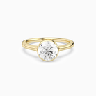 Round Slim Tapered Bezel Solitaire in 14K Yellow Gold main white