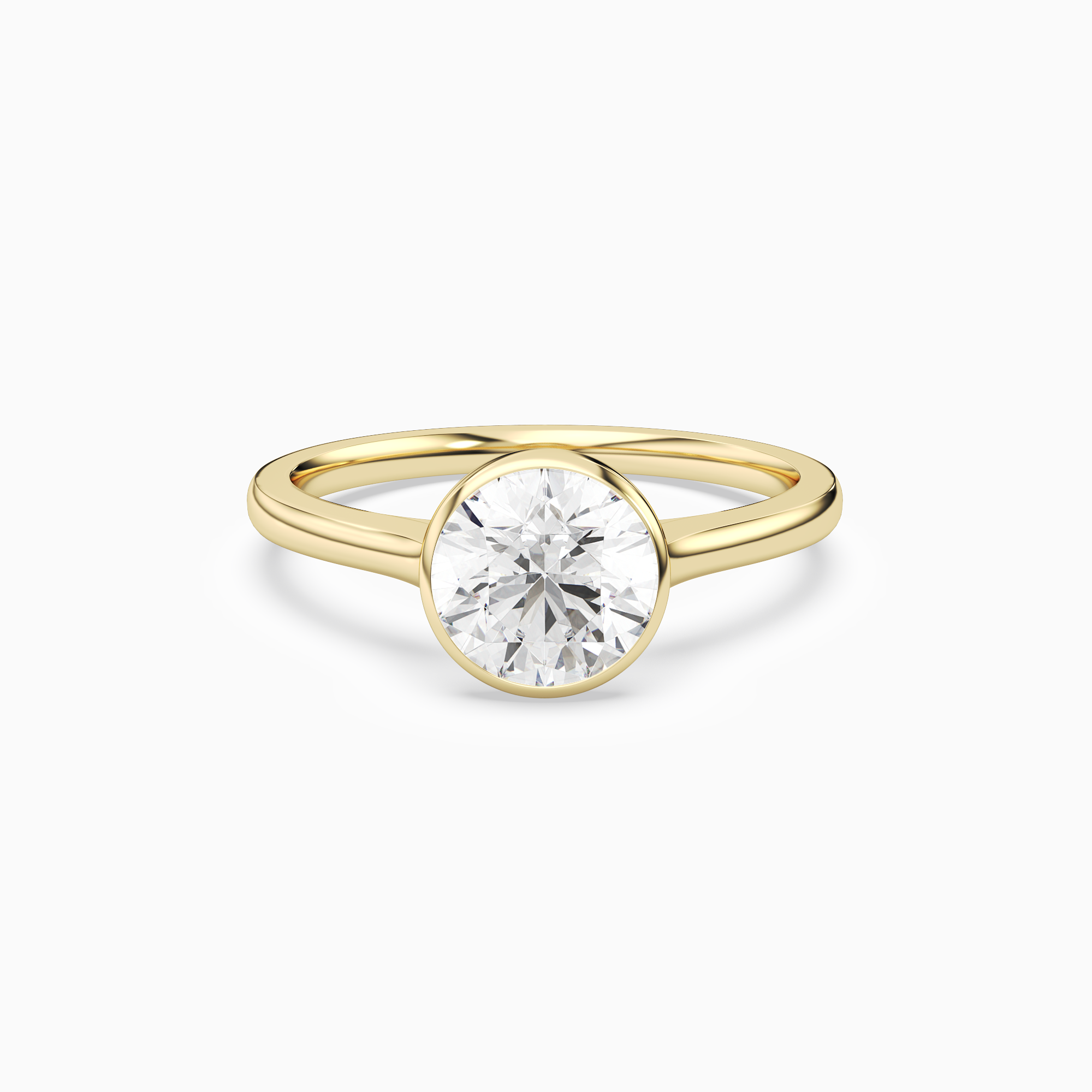 Round Slim Tapered Bezel Solitaire in 18K Yellow Gold main white