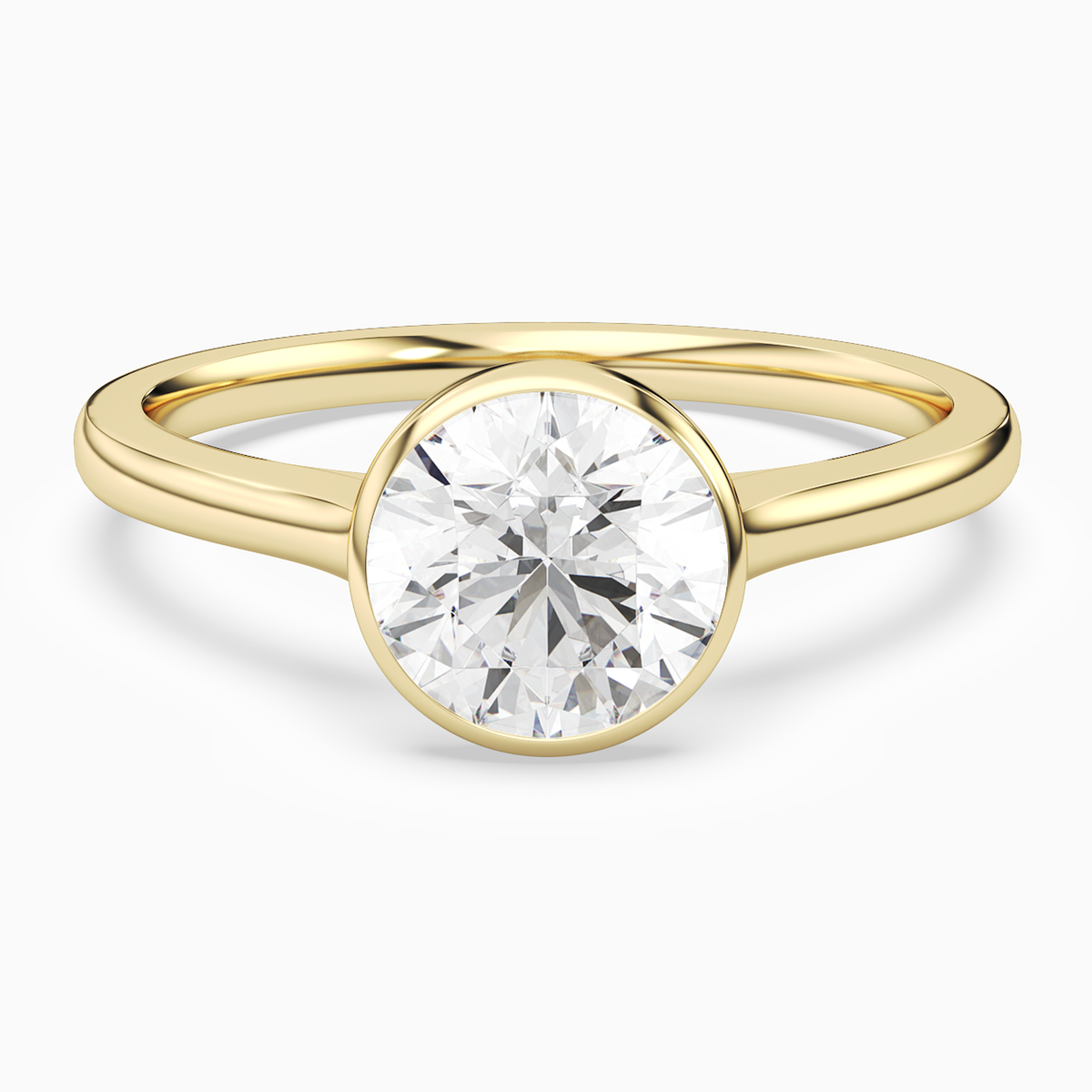 Round Slim Tapered Bezel Solitaire in 18K Yellow Gold main white