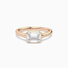 Emerald East-West Bezel Solitaire in 14K Rose Gold main white