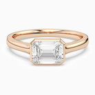Emerald East-West Bezel Solitaire in 14K Rose Gold main white