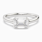 Emerald East-West Bezel Solitaire in 18K White Gold main white