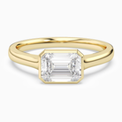 Emerald East-West Bezel Solitaire in 18K Yellow Gold main white