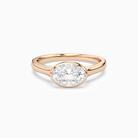 Oval East-West Bezel Solitaire in 14K Rose Gold main white