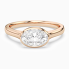 Oval East-West Bezel Solitaire in 14K Rose Gold main white
