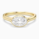 Oval East-West Bezel Solitaire in 14K Yellow Gold main white