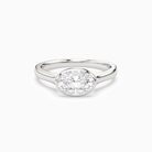 Oval East-West Bezel Solitaire in 18K White Gold main white