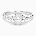 Oval East-West Bezel Solitaire in 18K White Gold main white