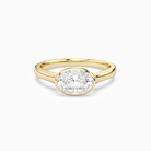Oval East-West Bezel Solitaire in 18K Yellow Gold main white