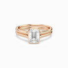 Emerald Stacked Band Bezel Solitaire in 14K Rose Gold main white