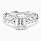Emerald Stacked Band Bezel Solitaire in 14K White Gold main white