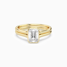 Emerald Stacked Band Bezel Solitaire in 14K Yellow Gold main white