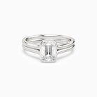 Emerald Stacked Band Bezel Solitaire in Platinum main white