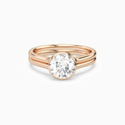 Round Stacked Band Bezel Solitaire in 14K Rose Gold main white