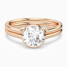 Round Stacked Band Bezel Solitaire in 14K Rose Gold main white