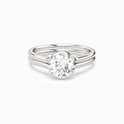 Round Stacked Band Bezel Solitaire in Platinum main white