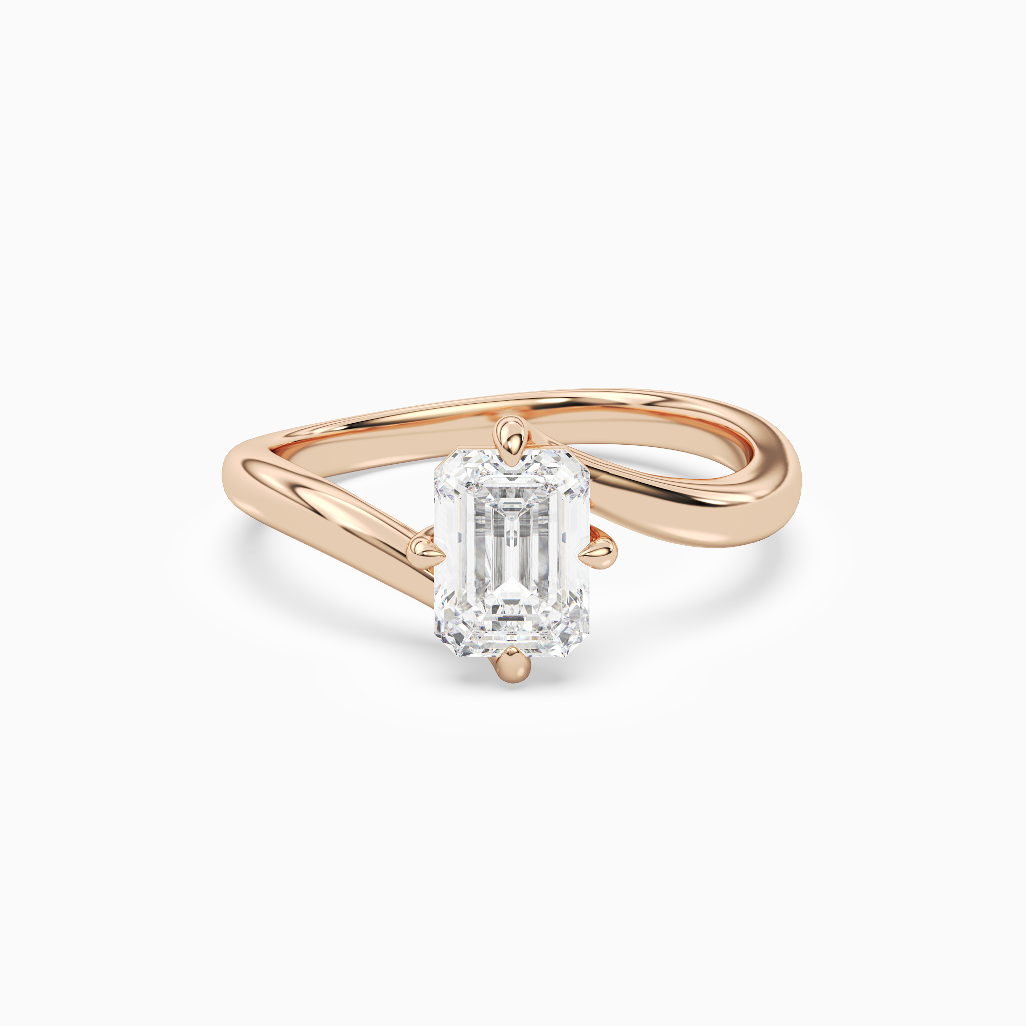 Emerald Open Bypass Solitaire in 14K Rose Gold main white