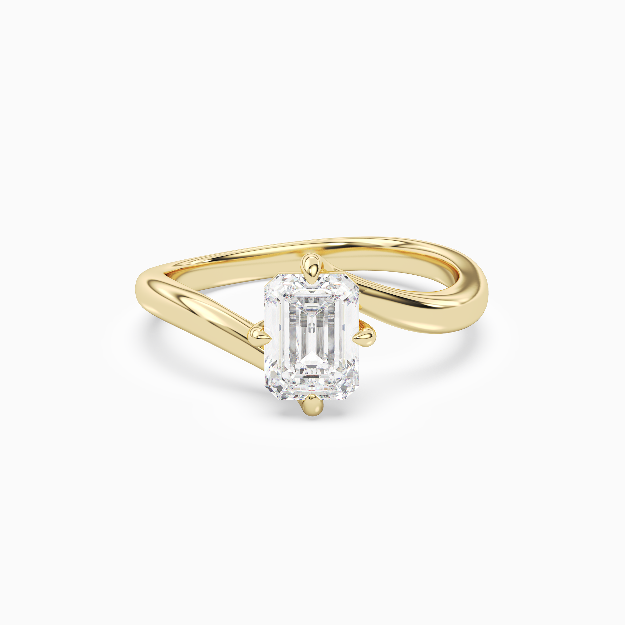 Emerald Open Bypass Solitaire in 14K Yellow Gold main white