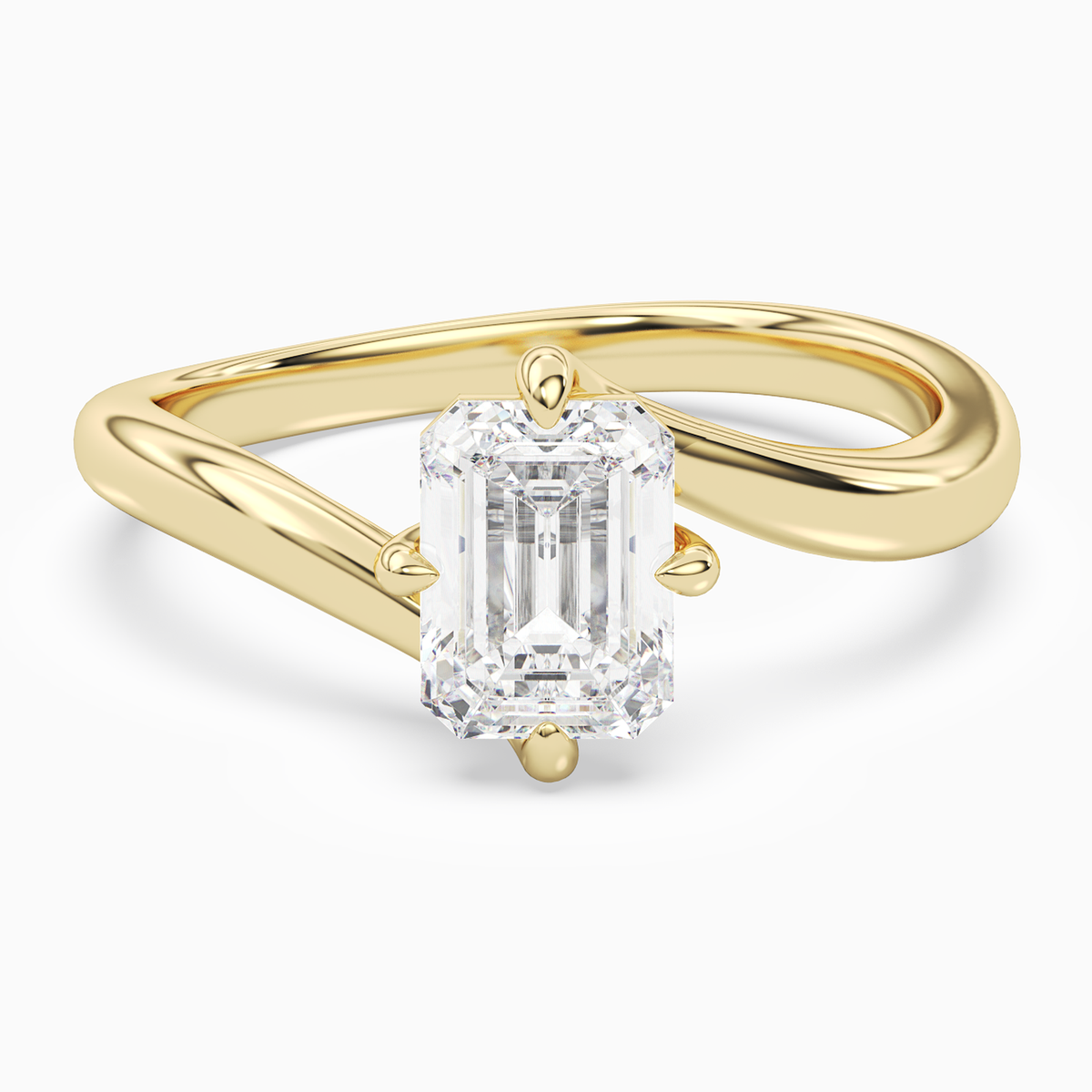 Emerald Open Bypass Solitaire in 18K Yellow Gold main white