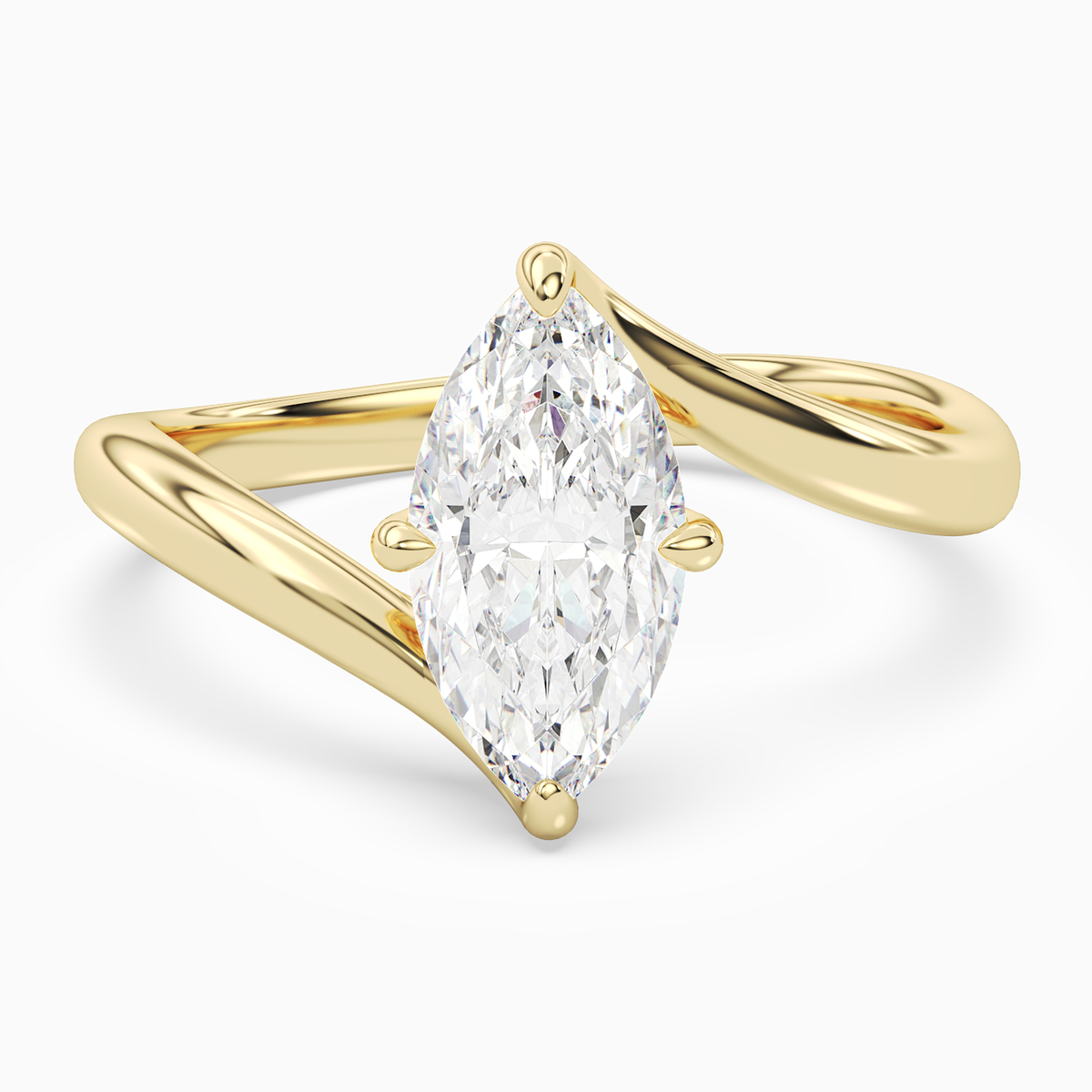 Marquise Open Bypass Solitaire in 14K Yellow Gold main white