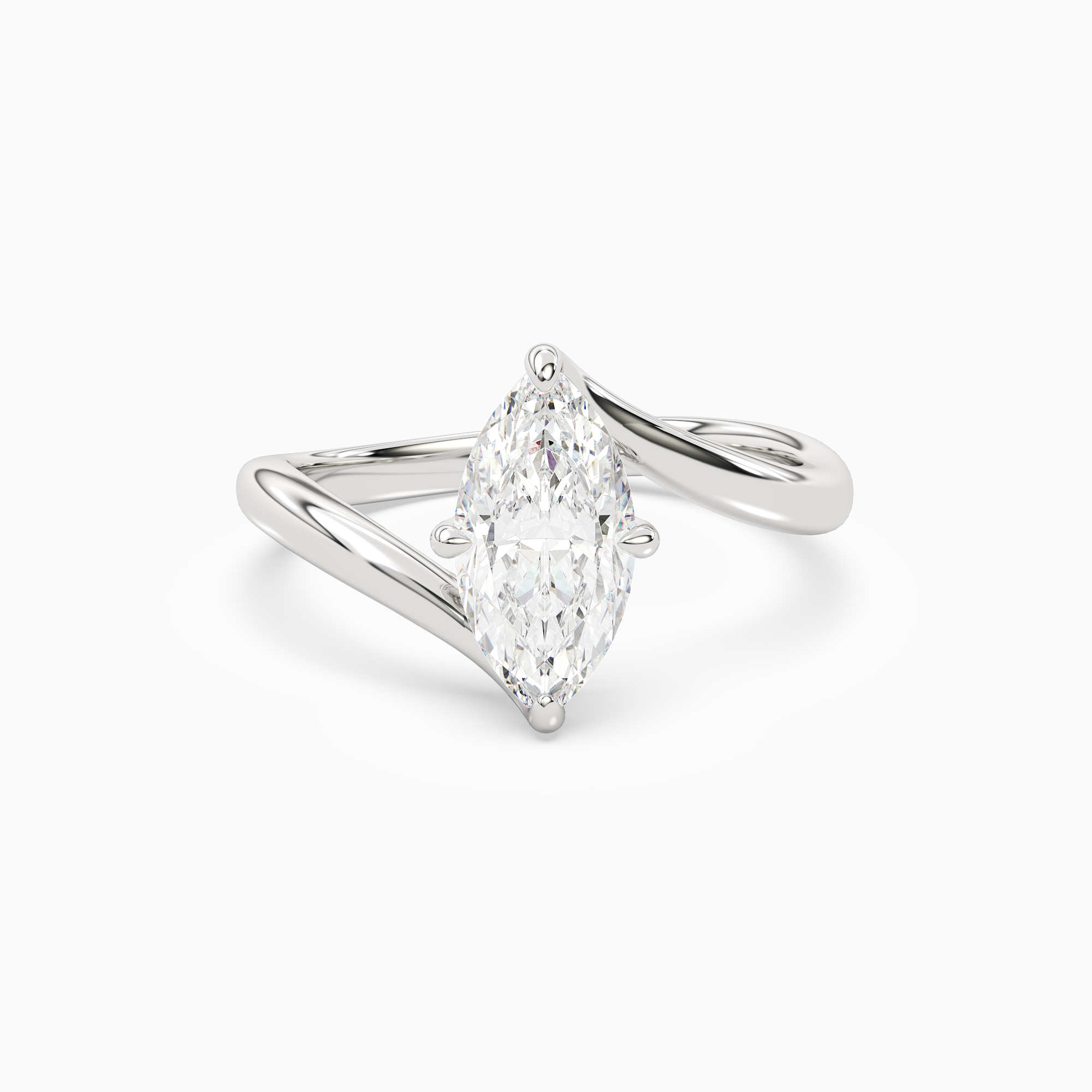Marquise Open Bypass Solitaire in 18K White Gold main white