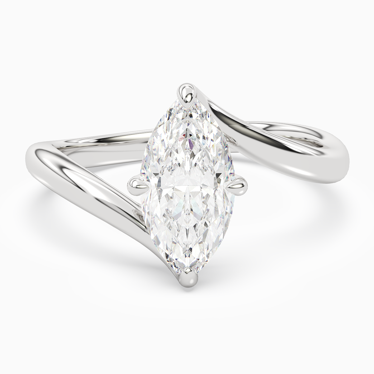Marquise Open Bypass Solitaire in Platinum main white