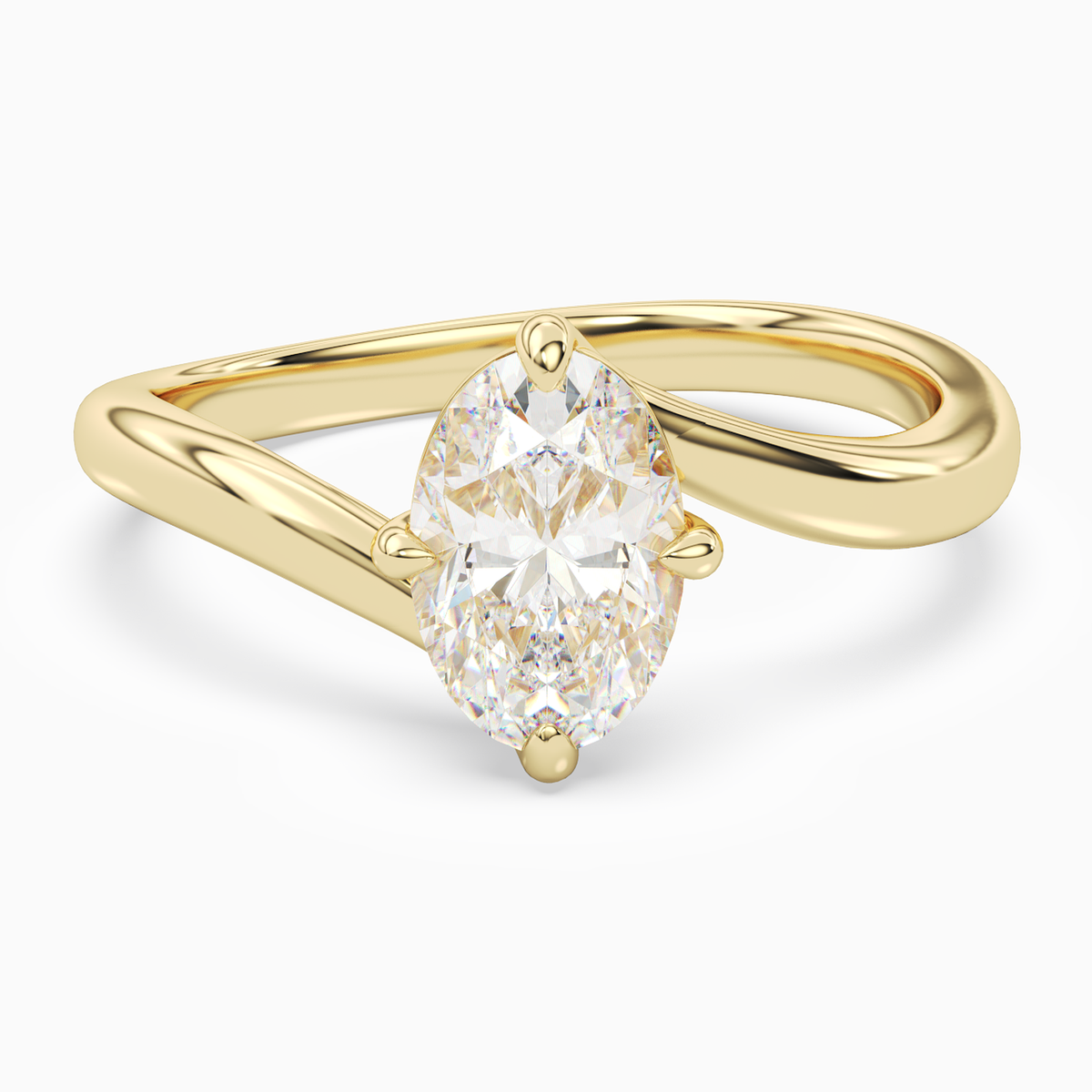Oval Open Bypass Solitaire in 18K Yellow Gold main white