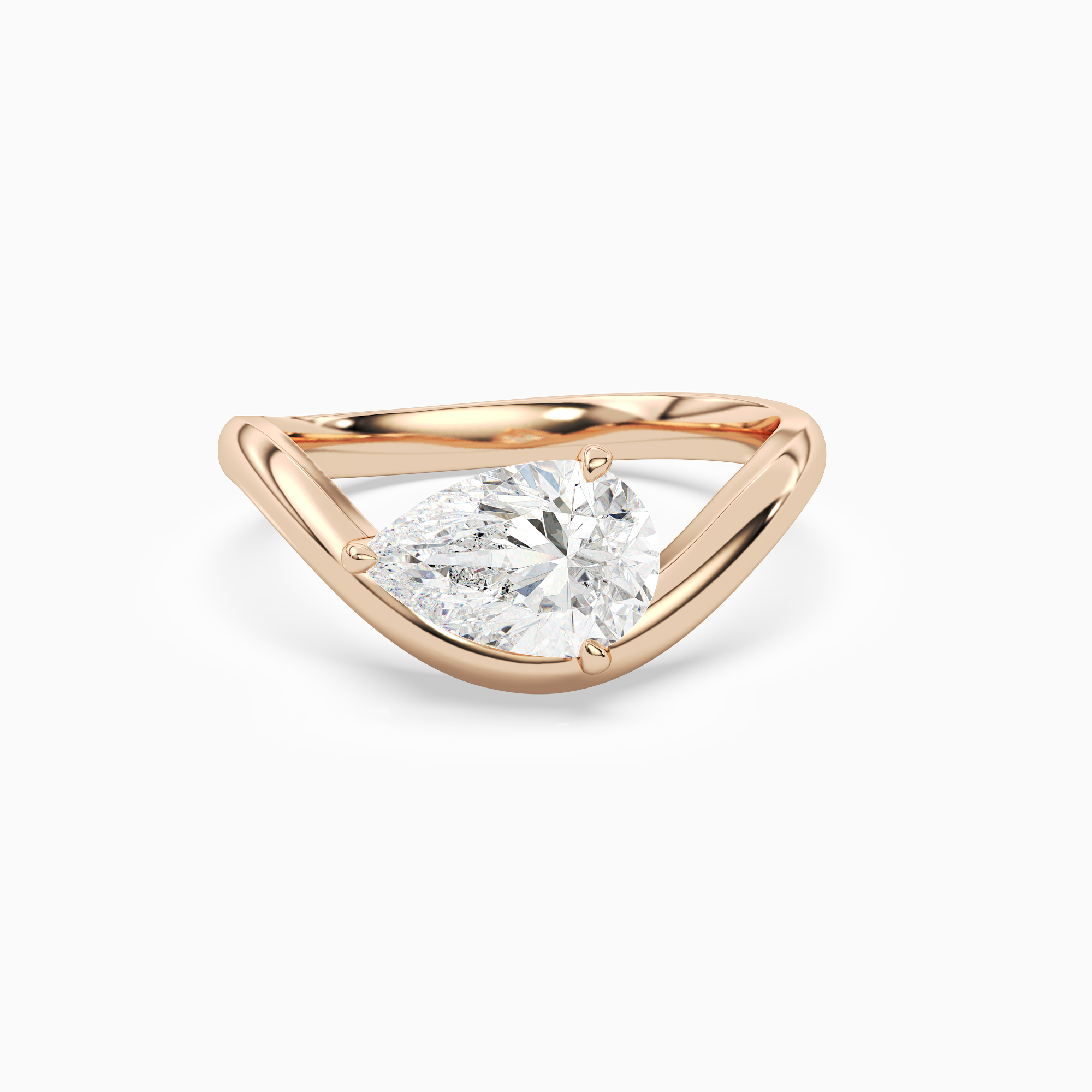 Pear Soft Bypass Solitaire in 14K Rose Gold main white