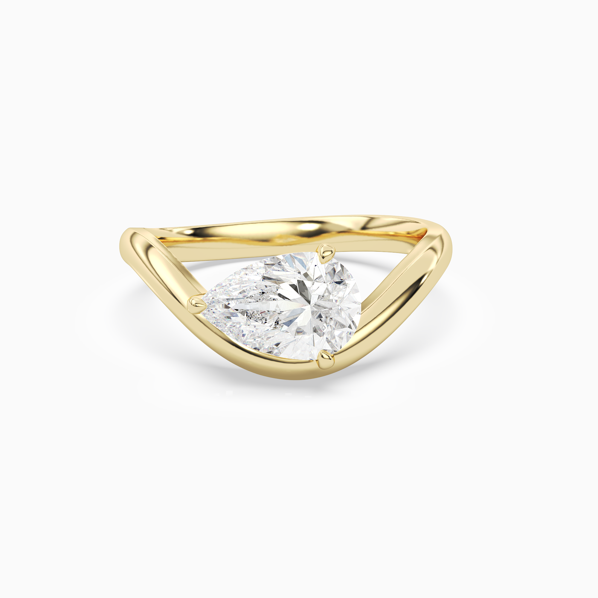 Pear Soft Bypass Solitaire in 18K Yellow Gold main white