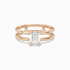 Emerald Open Double Shank Solitaire in 14K Rose Gold main white